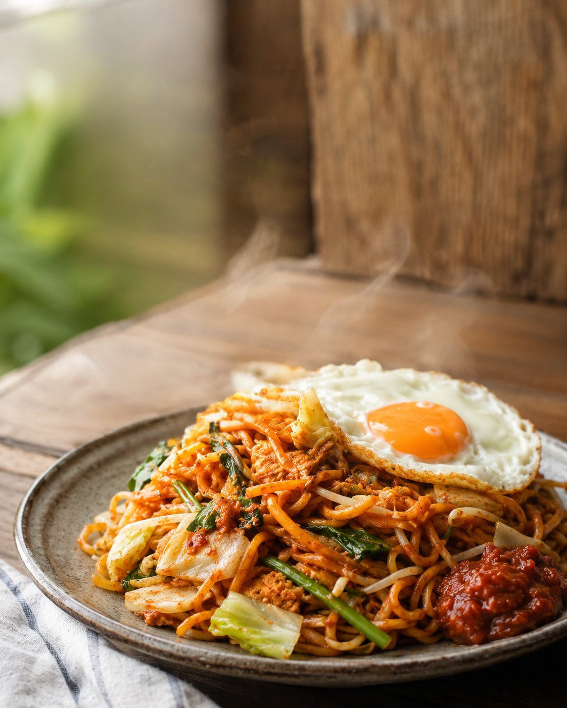 Mee goreng tossed with KneadSG Sambal Belacan — spicy-tangy and bright