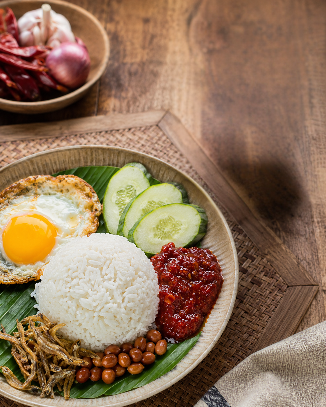 Nasi lemak served with KneadSG Sambal Belacan — spicy-tangy and bright